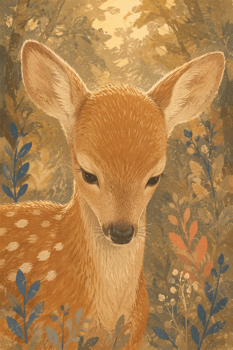 Humble Young Deer in Gentle Woodland Light