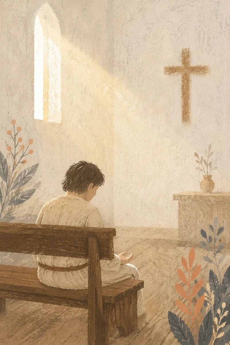 Humble Prayer in Morning Chapel Light