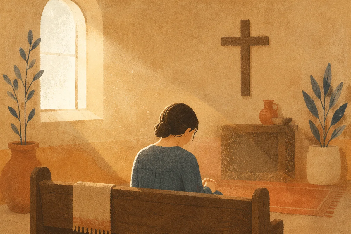 Humble Prayer in Gentle Chapel Light