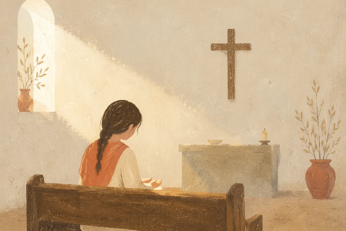 Humble Prayer in Gentle Chapel Light