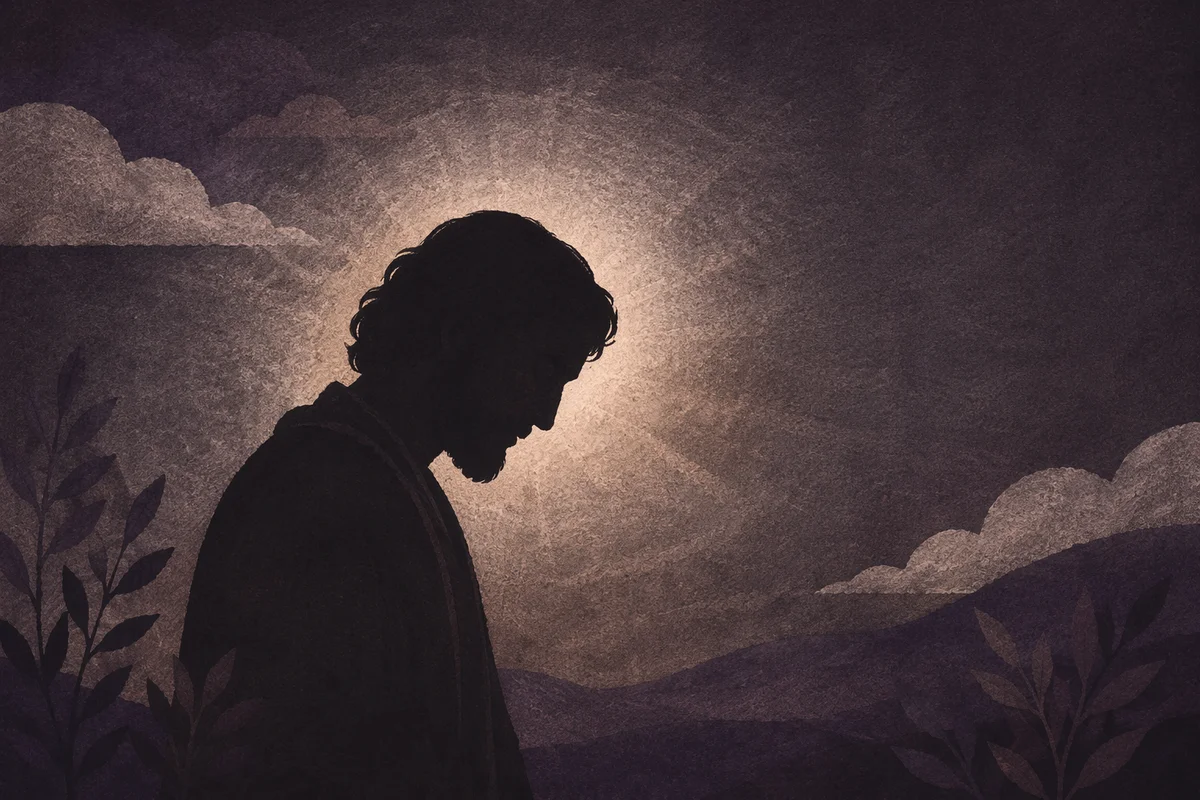 Bowed Silhouette in Gentle Prayer Light
