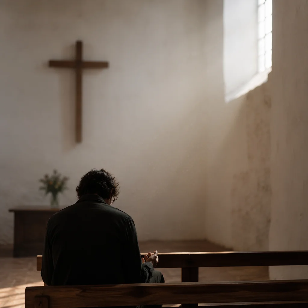 Humble Prayer in Gentle Chapel Light
