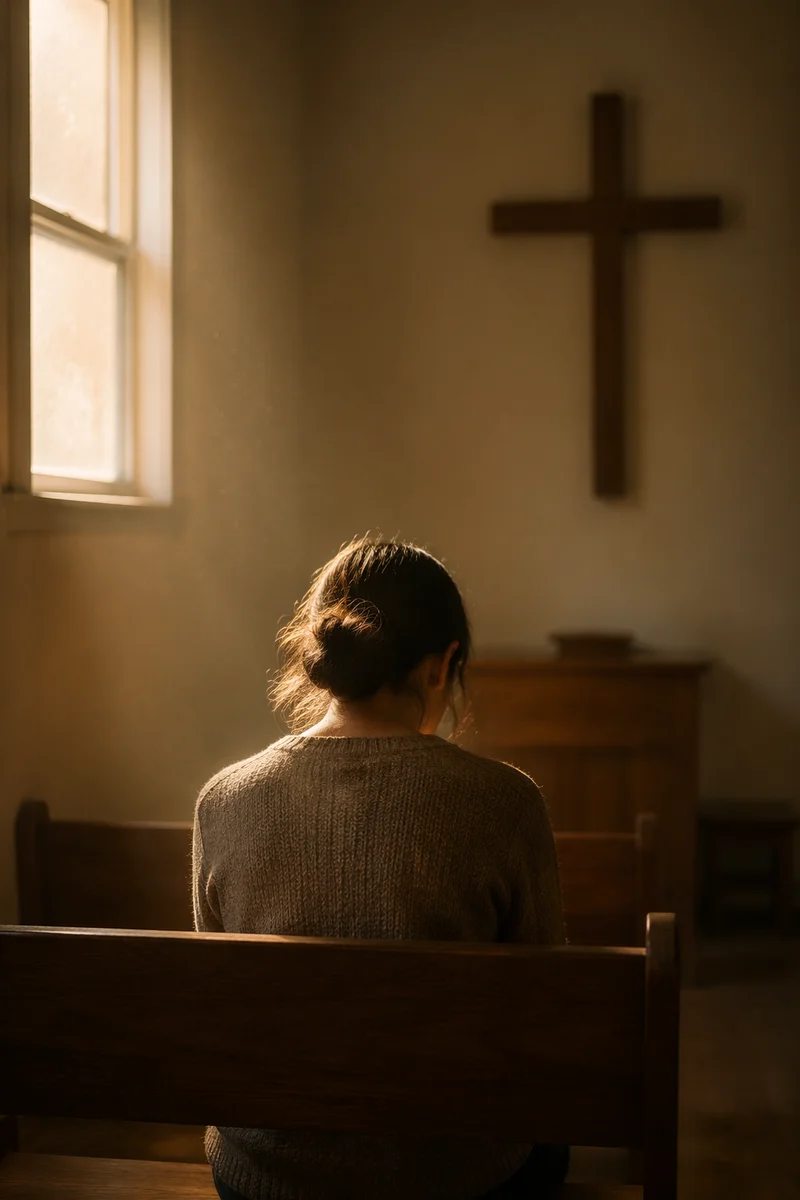 Humble Prayer in Morning Chapel Light