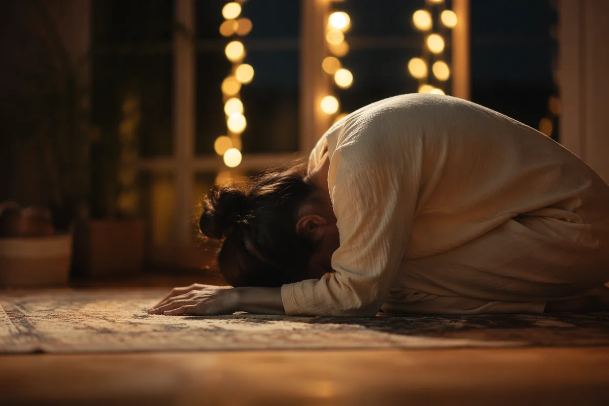 Humble Prayer in Gentle Amber Light