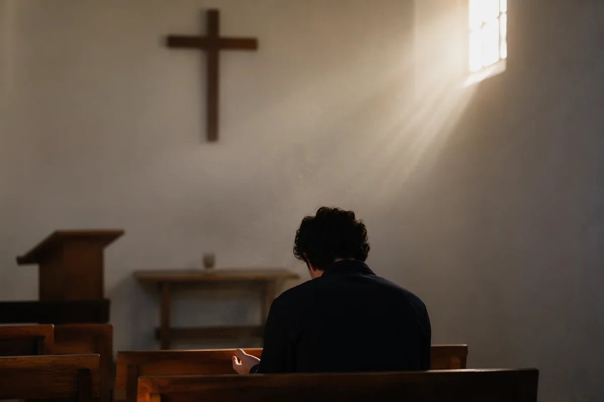 Humble Prayer in Gentle Chapel Light