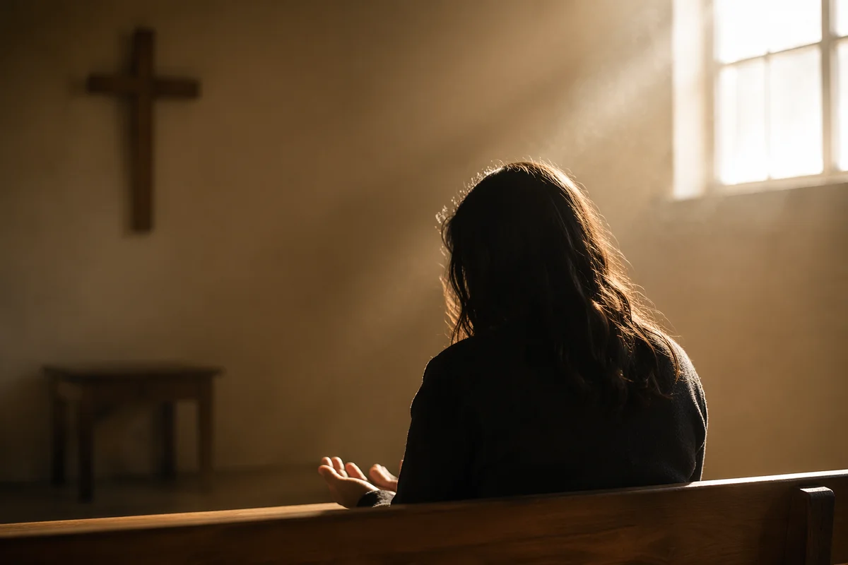 Humble Prayer in Morning Chapel Light