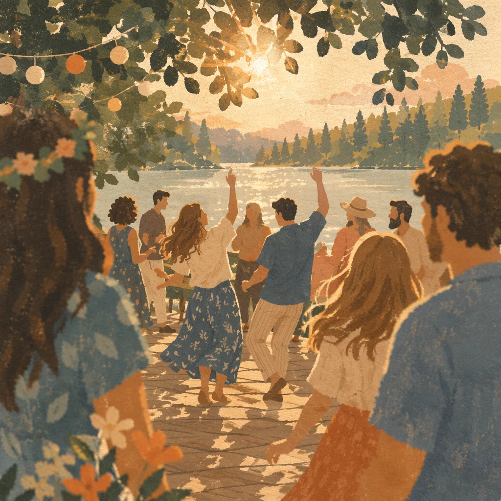 Joyful Sunlight Dance by the Lakeside