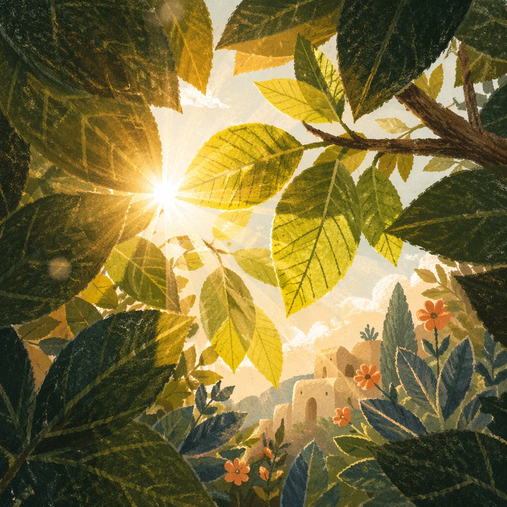 Joyful Sunlight Dancing Through Green Leaves