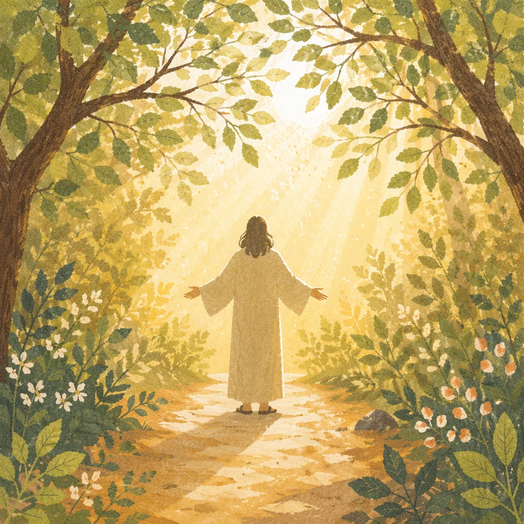 Quiet Christian Joy in Sunlit Woodland