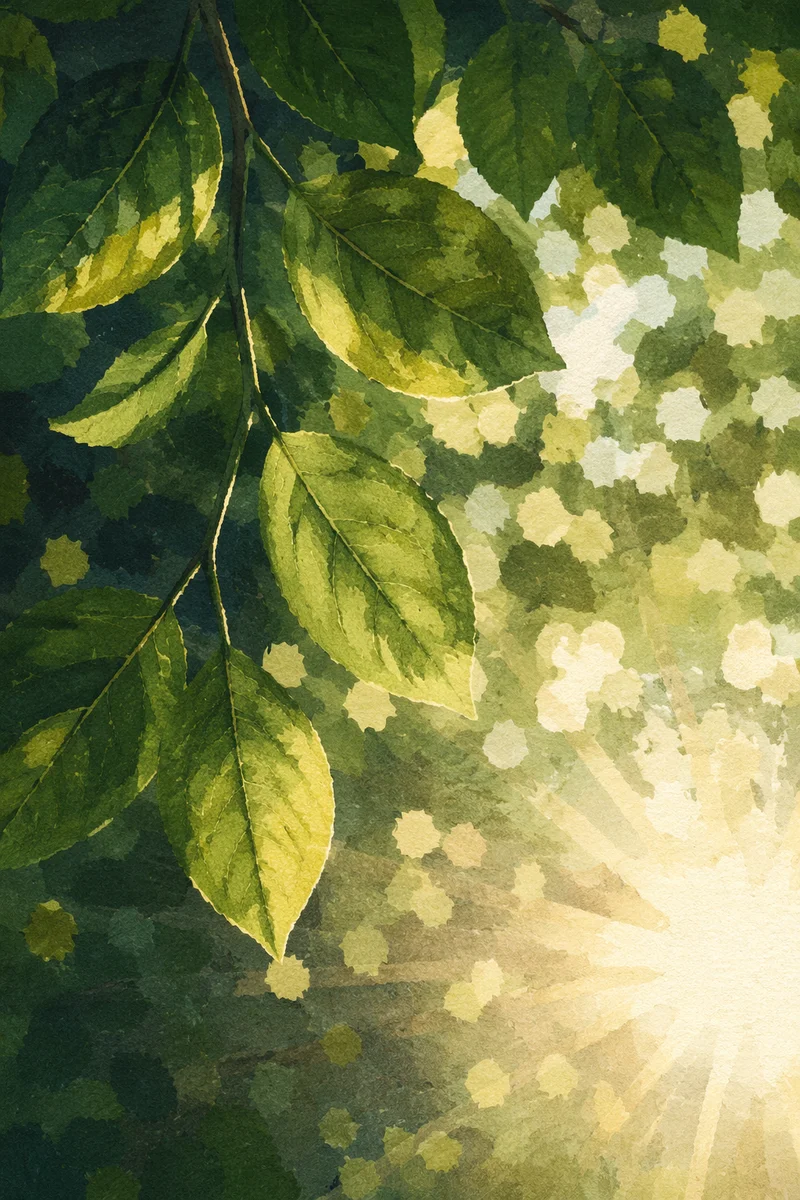 Joyful Sunlight Through Garden Leaves