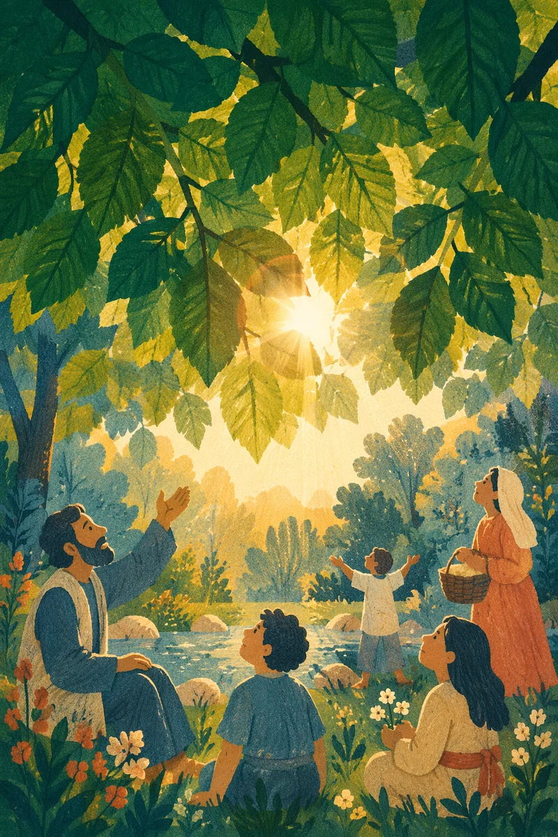 Joyful Sunlight Through Emerald Leaves