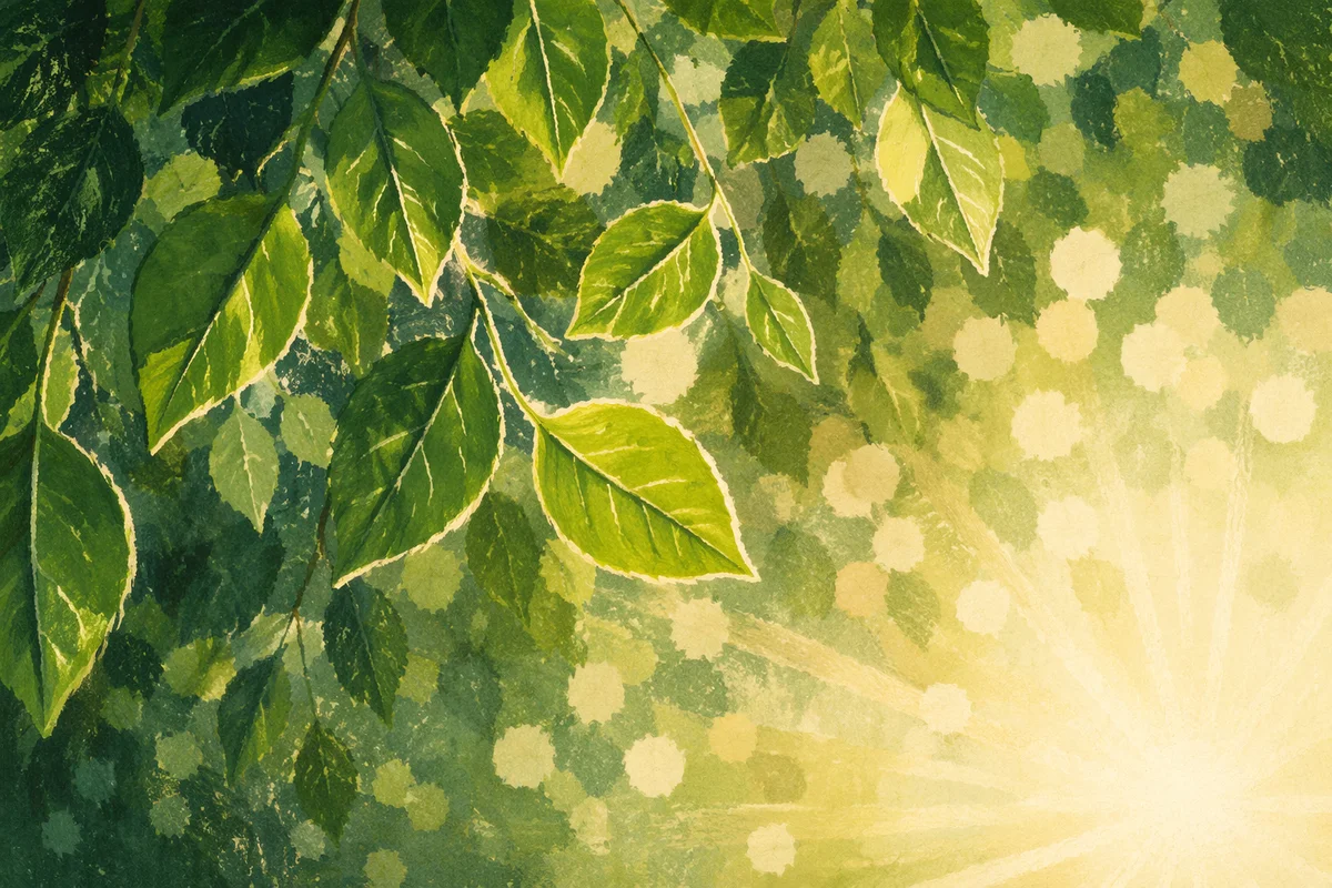 Joyful Sunlight Dancing Through Garden Leaves