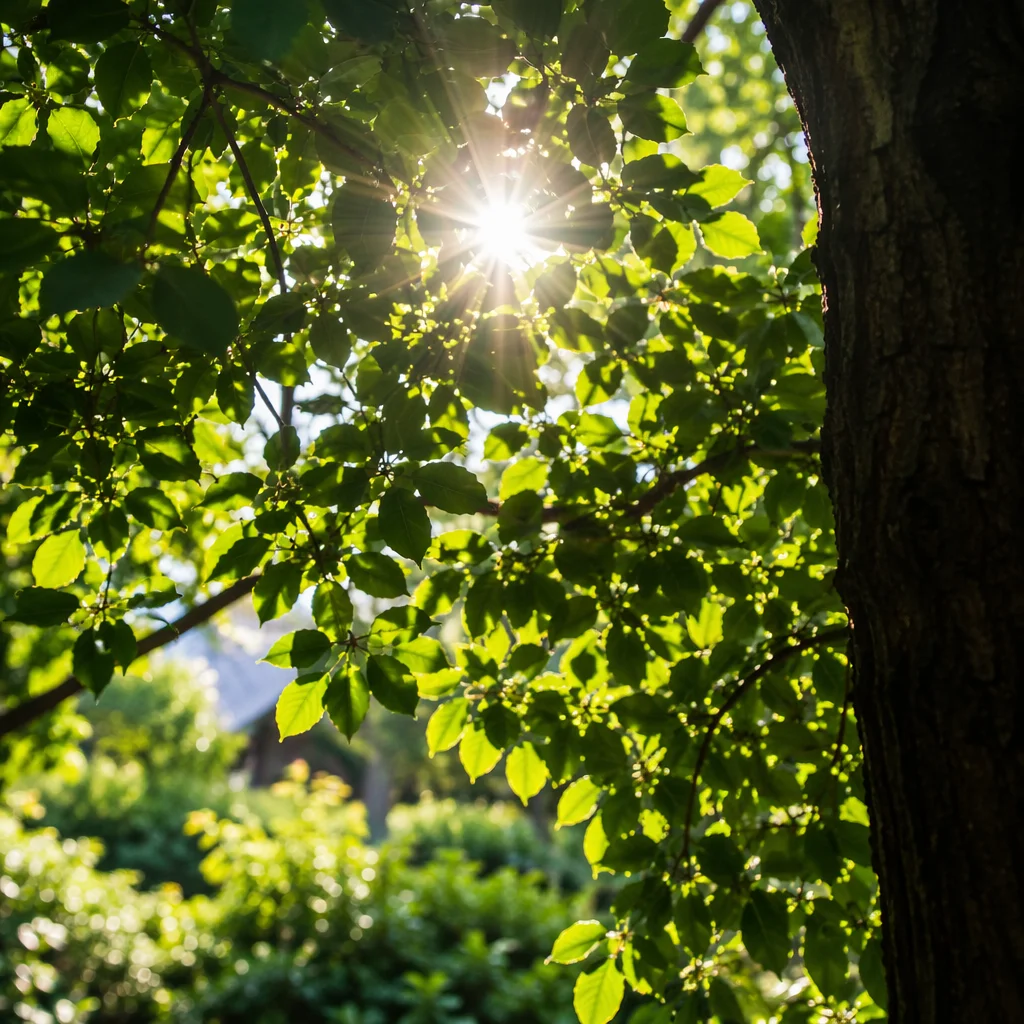 Joyful Sunlight Through Summer Leaves