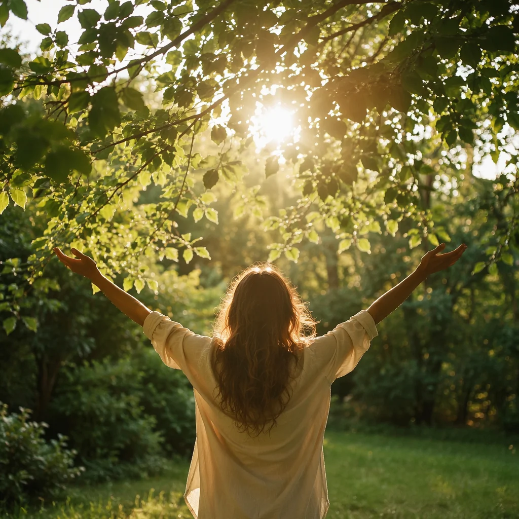 Joyful Sunlight Through Garden Leaves