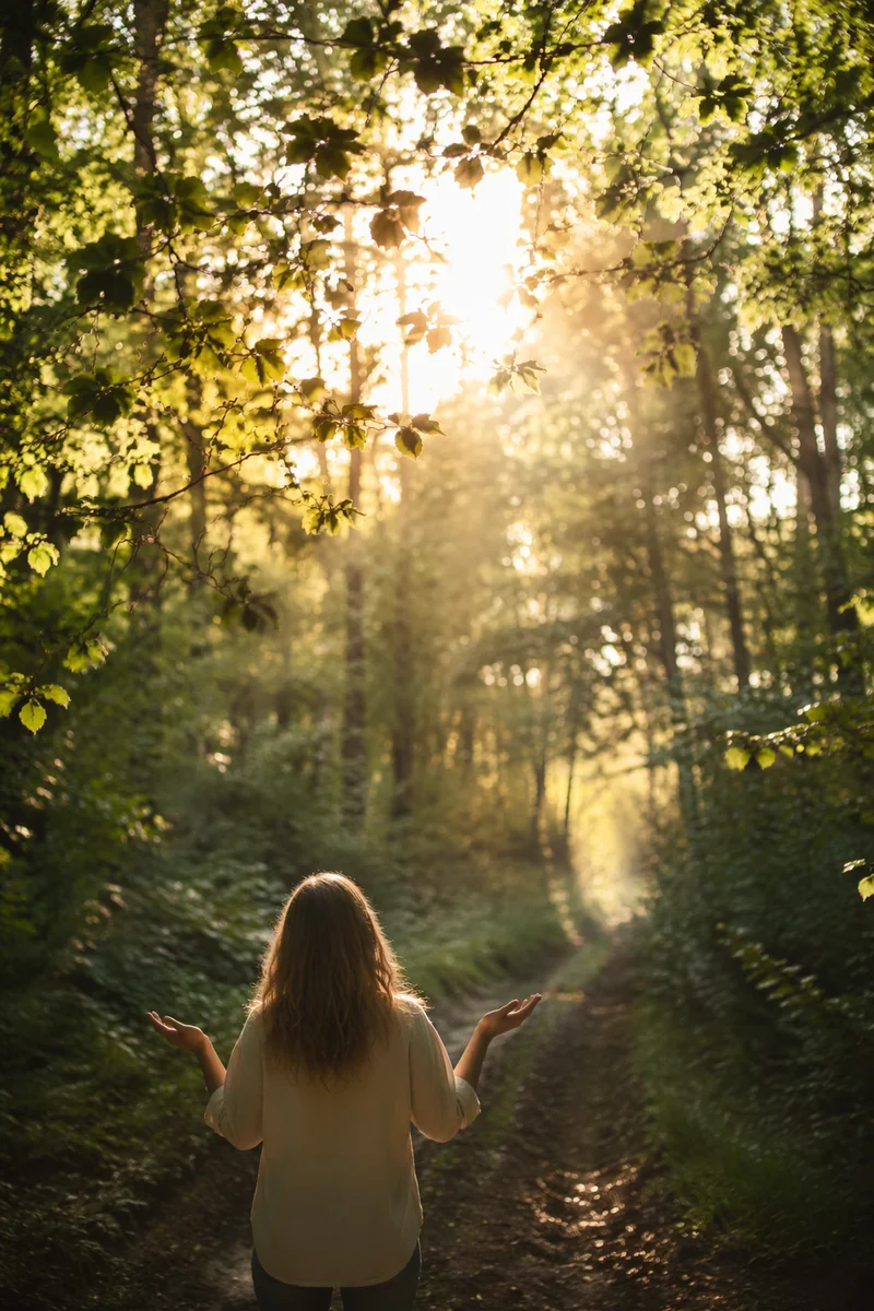 Joyful Morning Light in Woodland Clearing