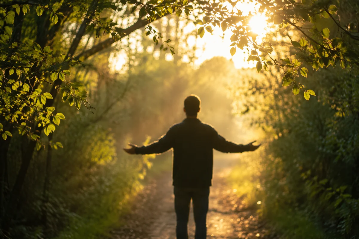 Quiet Christian Joy in Sunlit Woodland
