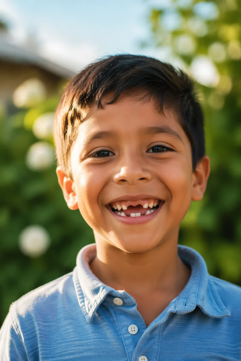 Joyful Child Smiling with Missing Teeth
