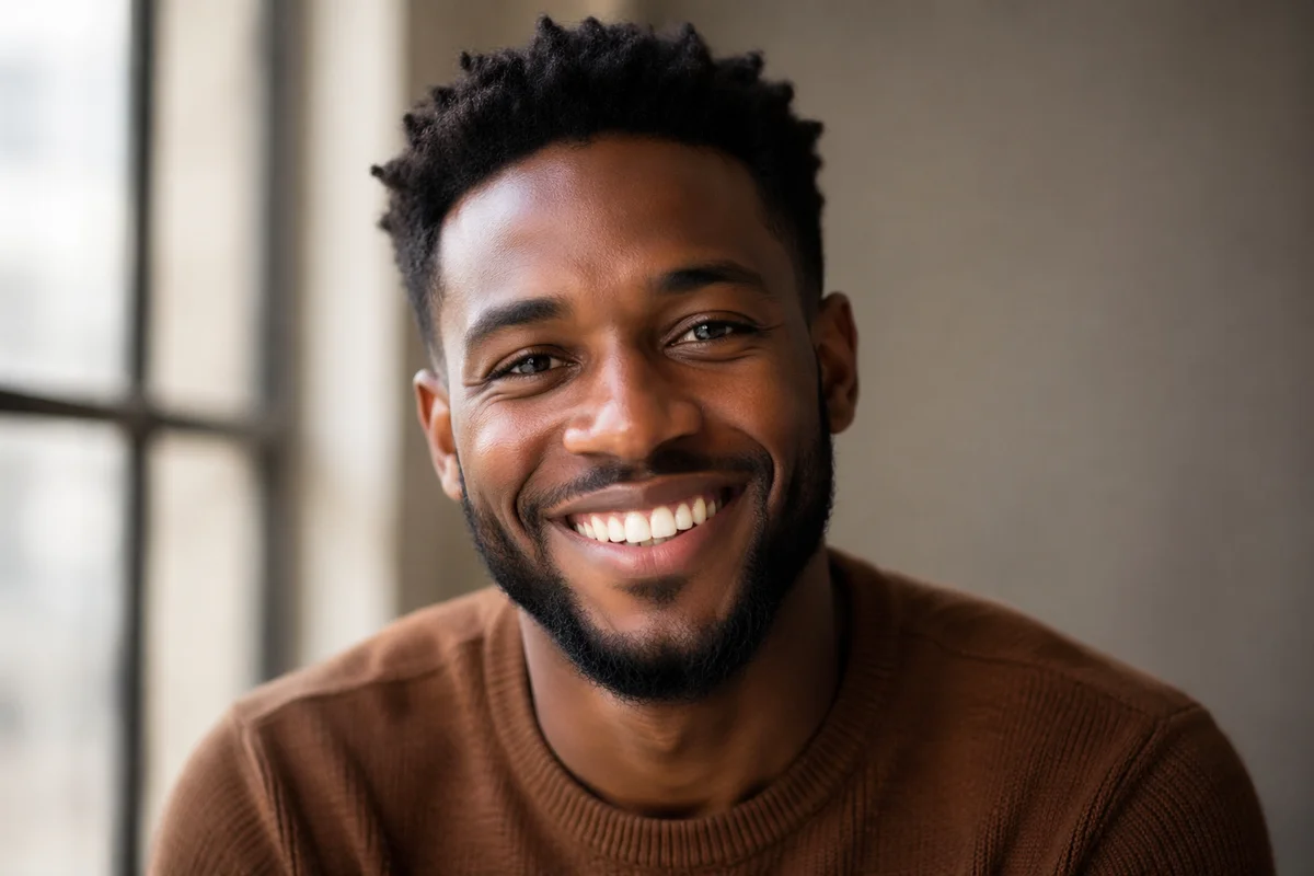 Joyful Young Man Smiling Close Up