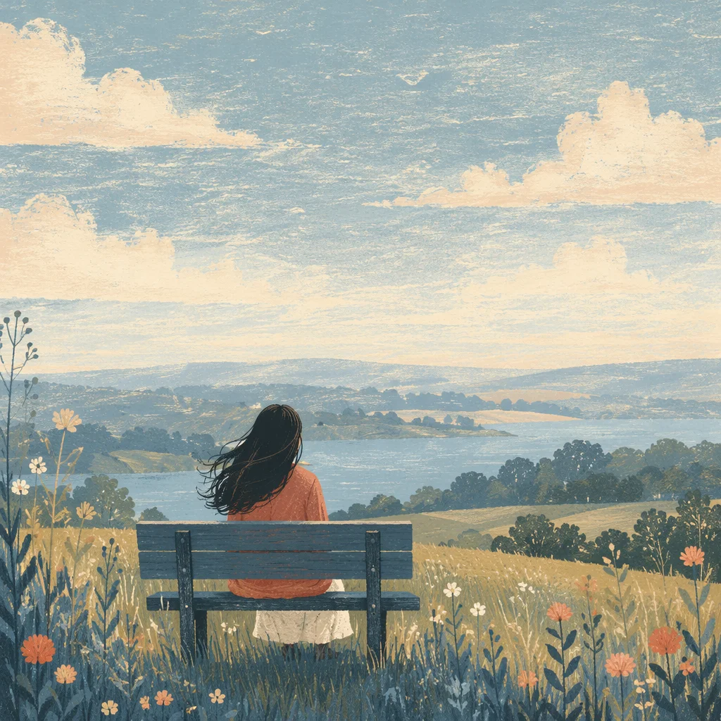 Longing Figure Gazing Toward Distant Horizon