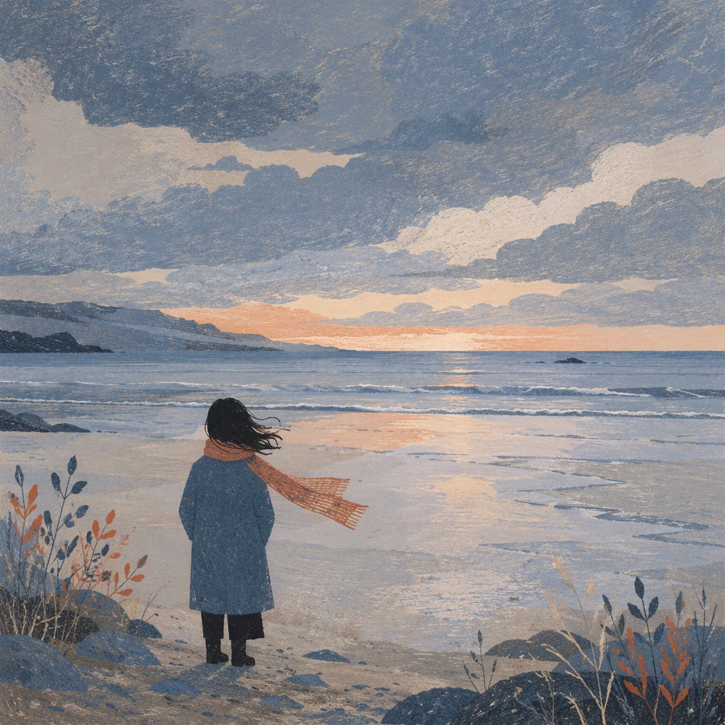 Longing Figure at Dawn Horizon