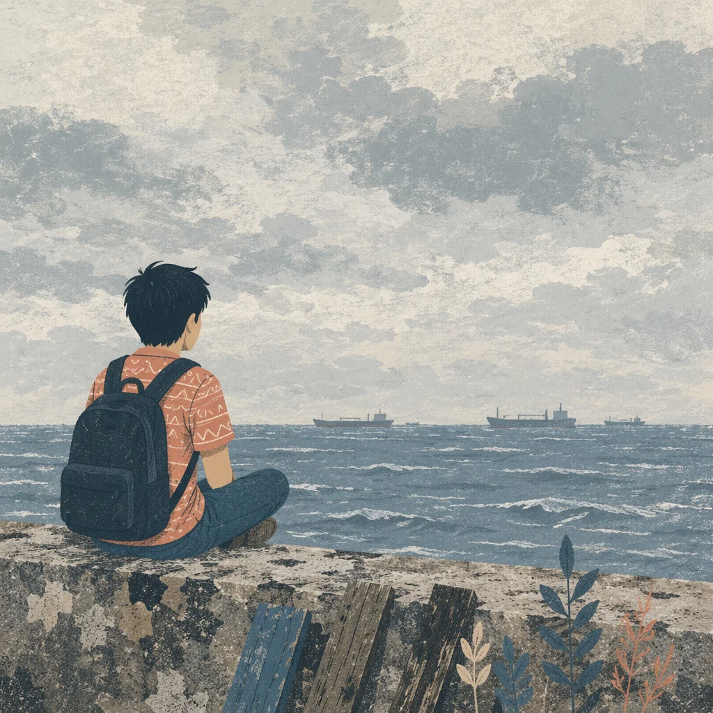 Solitary Figure Facing the Distant Horizon
