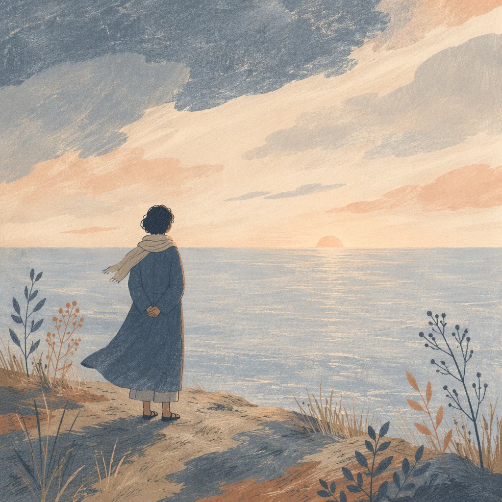 Longing Figure at Dawn Horizon