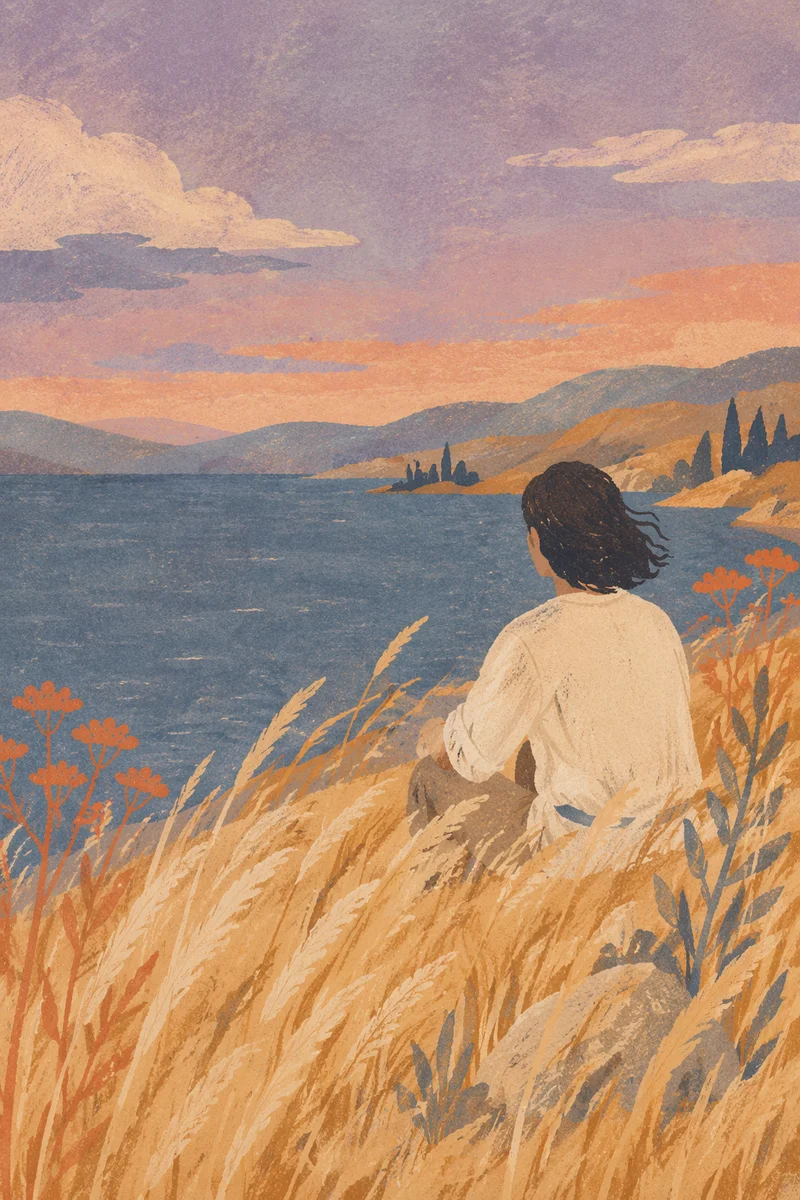 Longing Soul Gazing Across Distant Lake