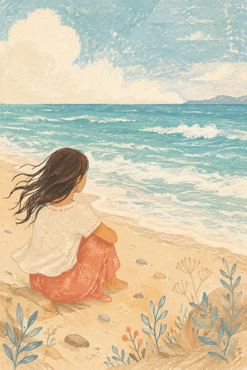 Longing Figure Gazing Toward Ocean Horizon