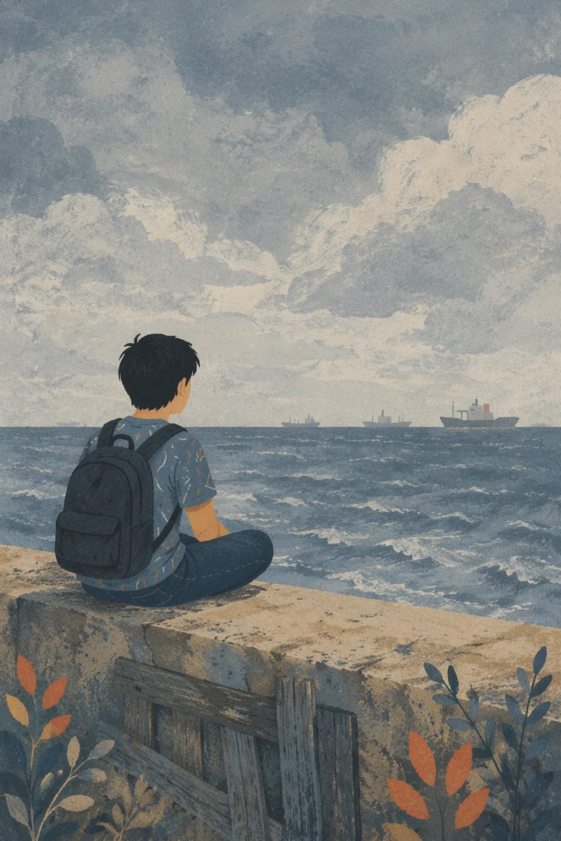 Solitary Figure Facing the Distant Horizon