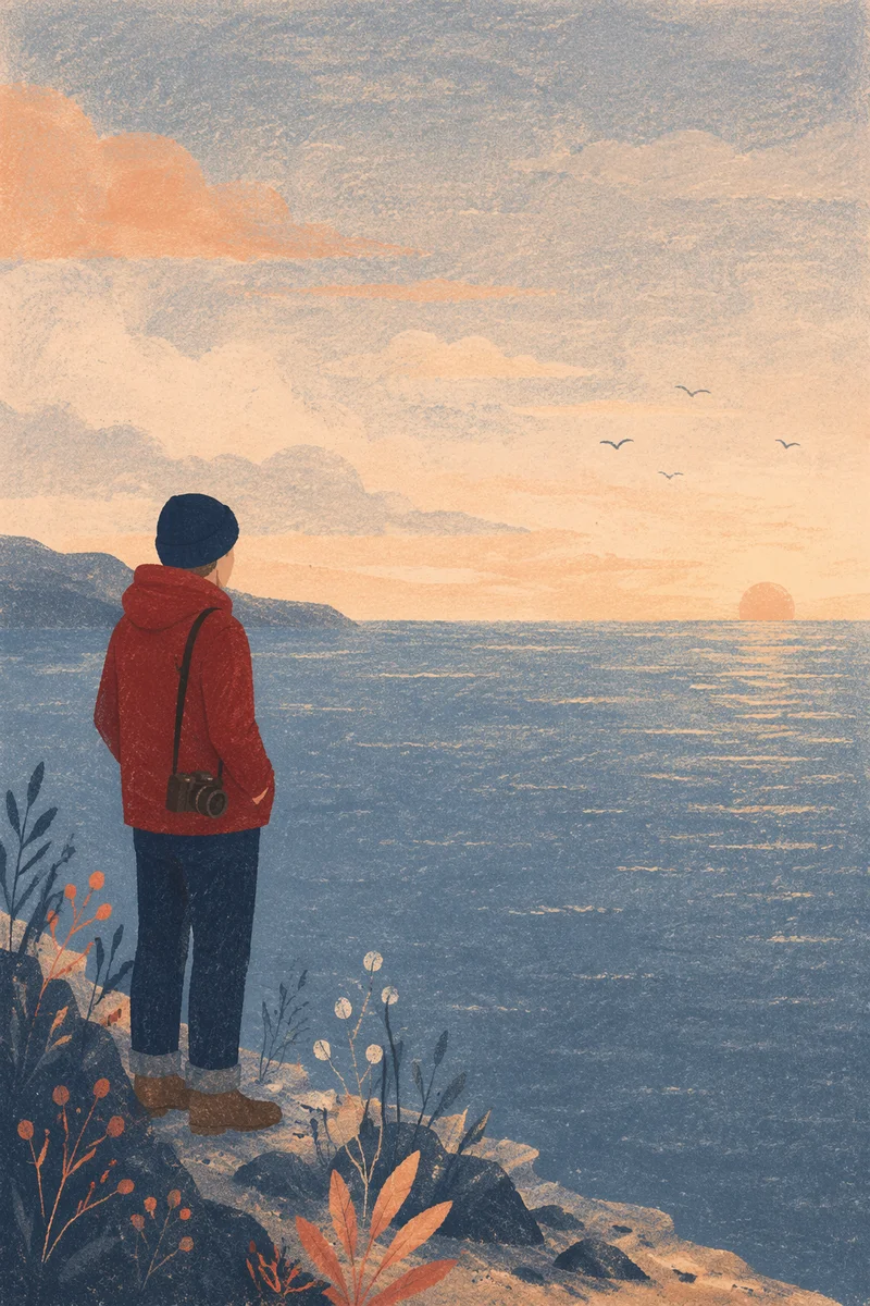 Longing Figure Facing the Distant Horizon