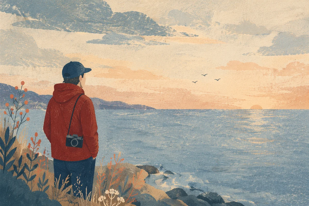 Longing Figure at the Dawn Horizon