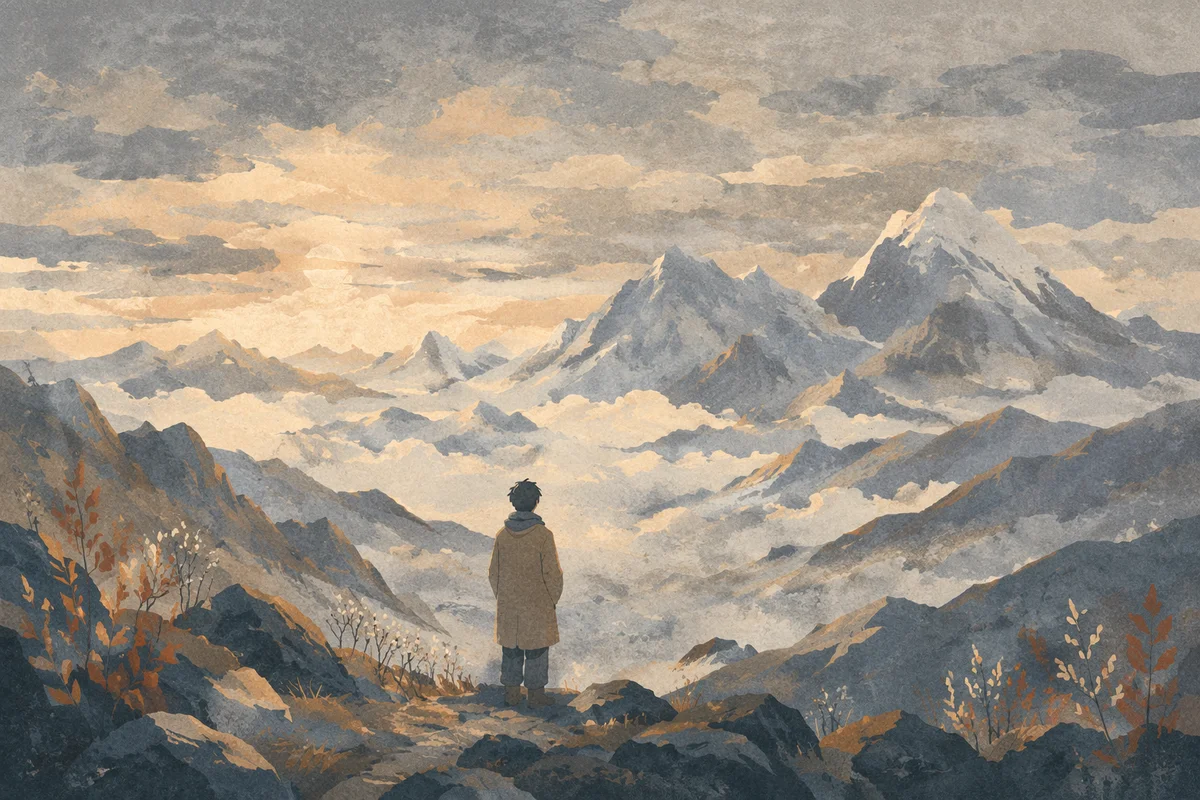 Solitary Soul Gazing Toward Misty Horizon