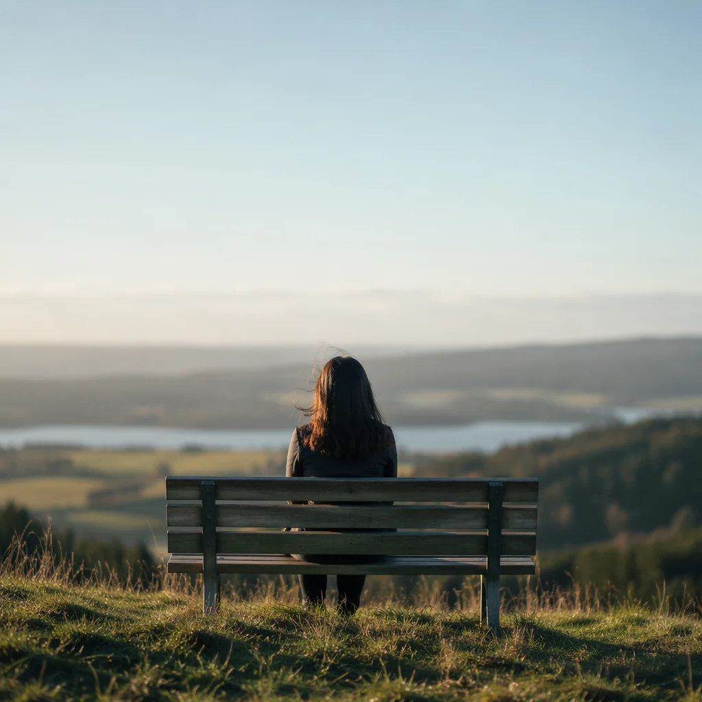 Solitary Figure Longing Toward Distant Horizon