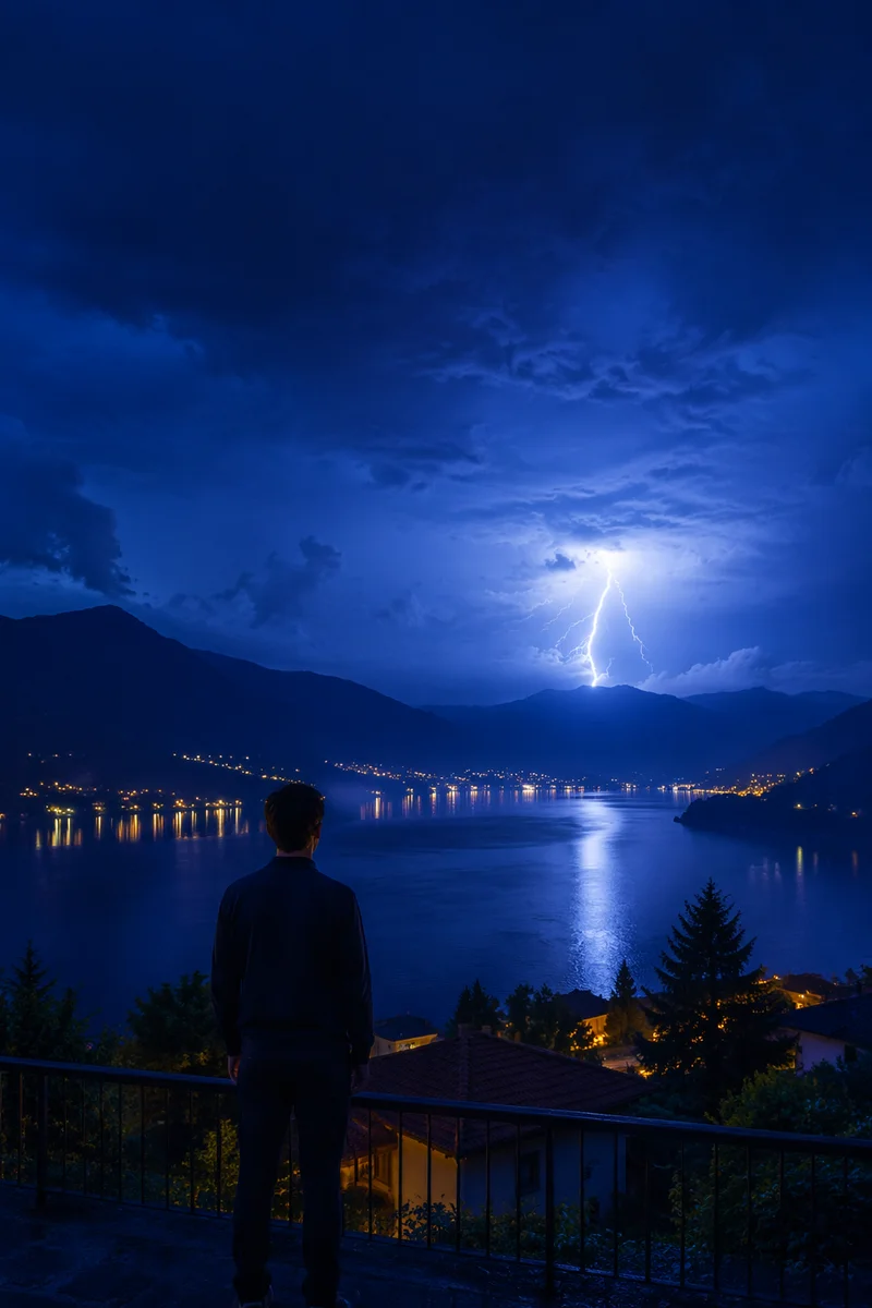 Longing Figure Before Stormy Horizon