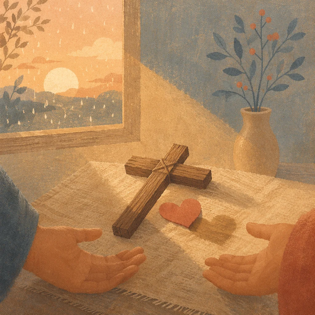 Agape Love Cross and Heart Still Life