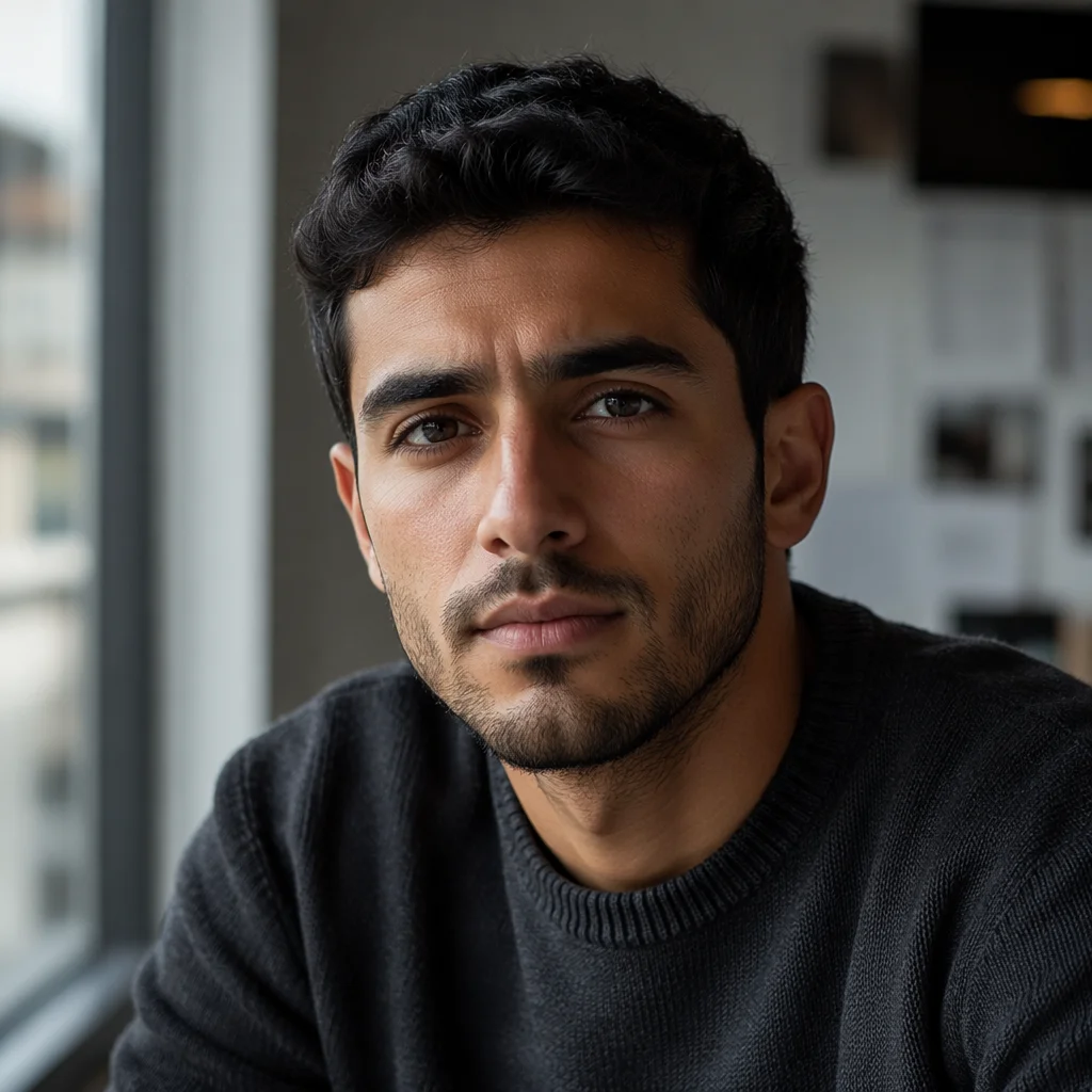 Determined Young Man in Close-Up Portrait