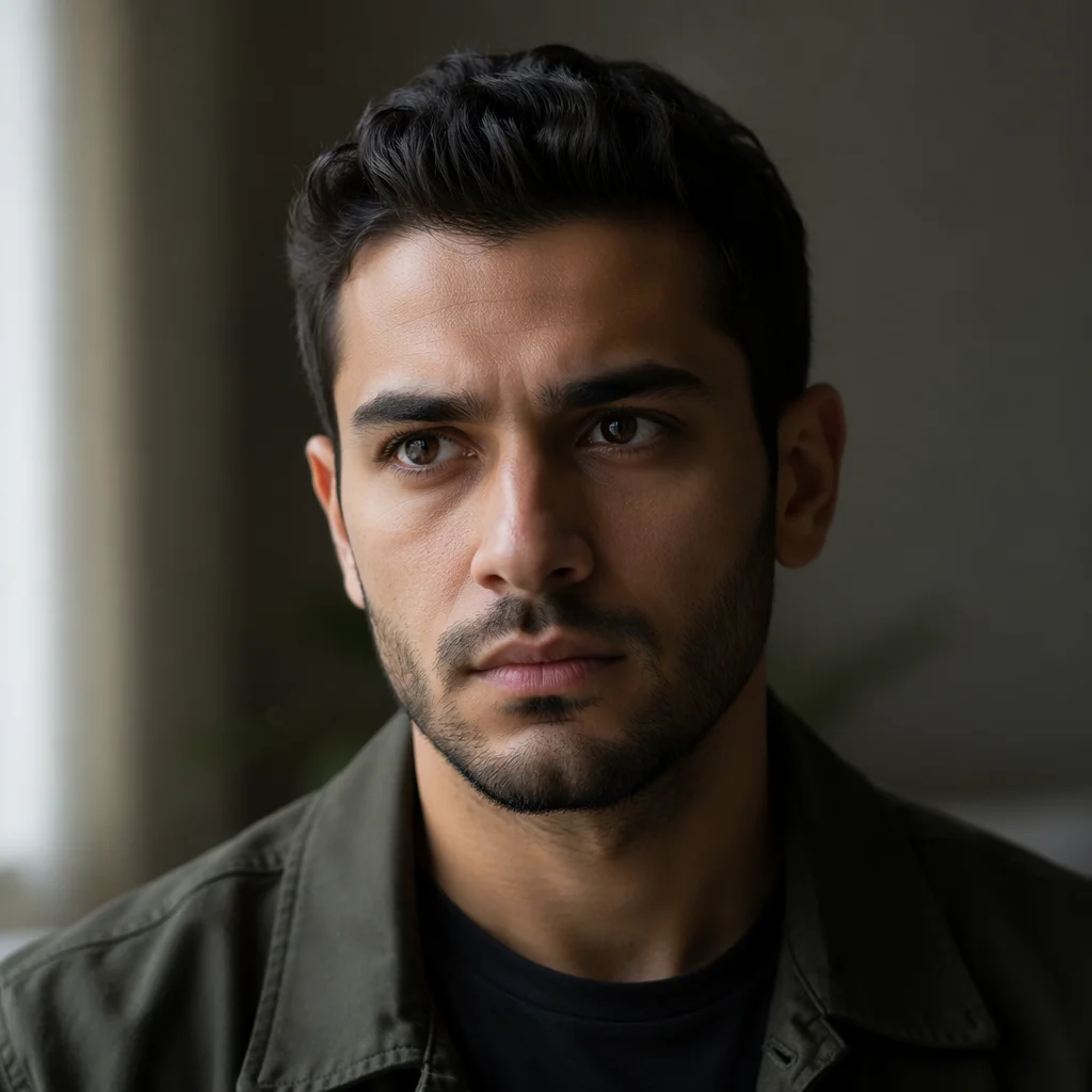Determined Young Man Close Up Portrait