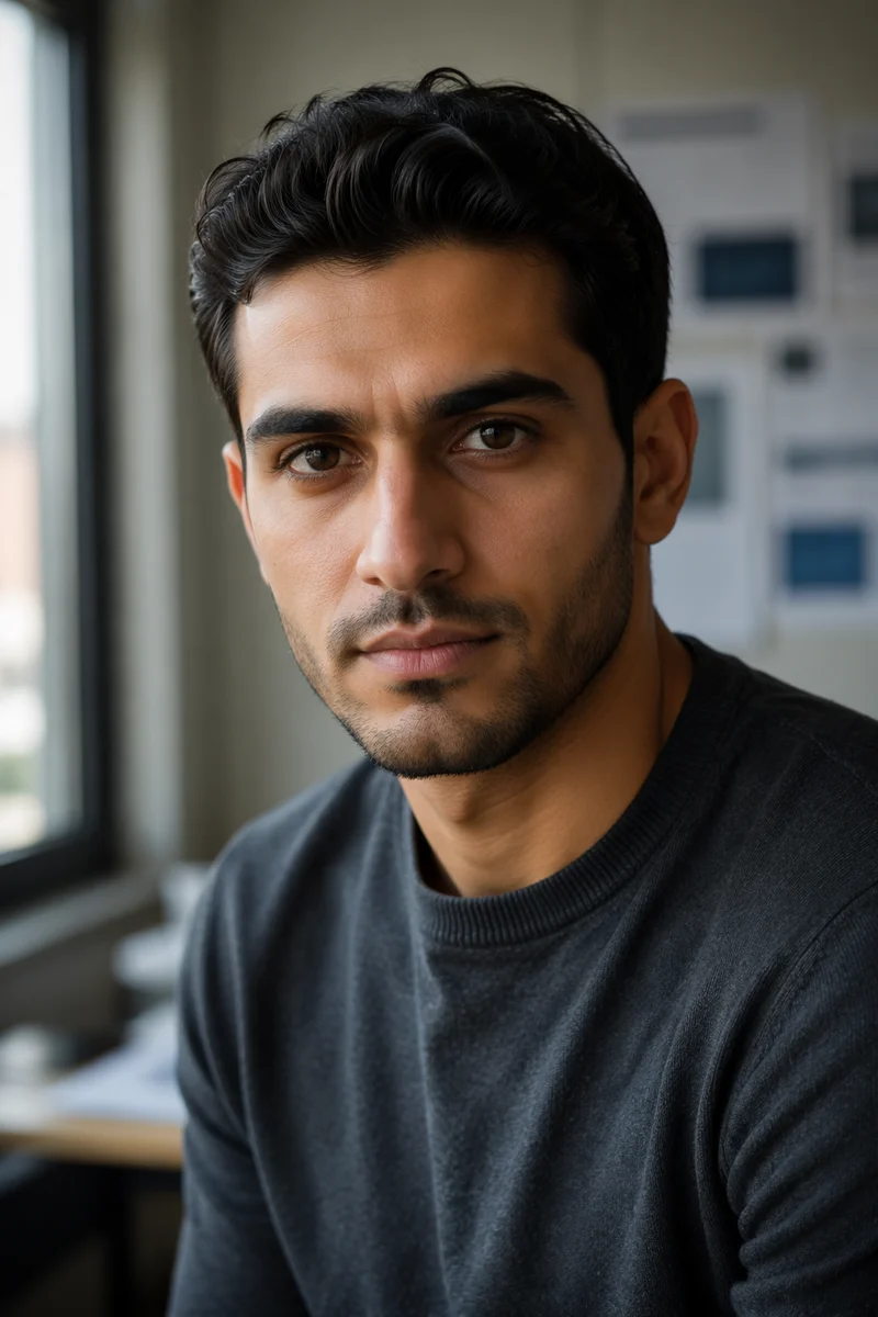 Determined Young Man Close Up Portrait