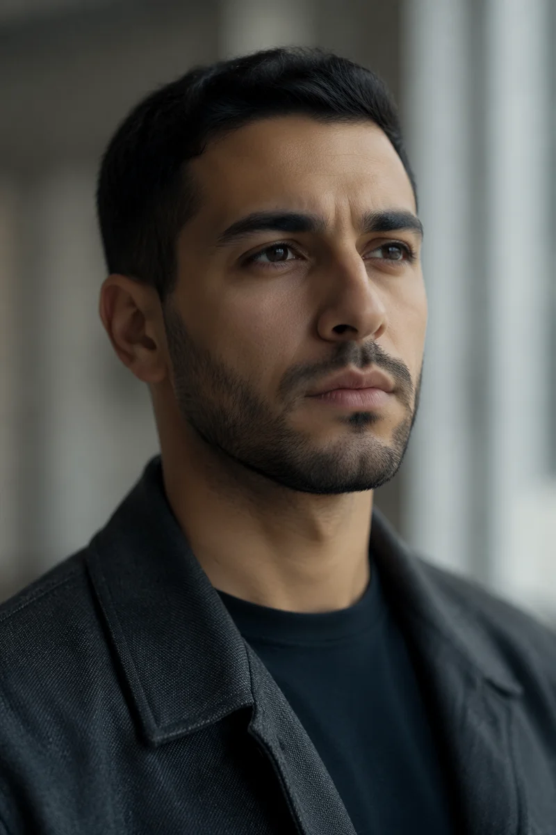 Determined Young Man in Window Light