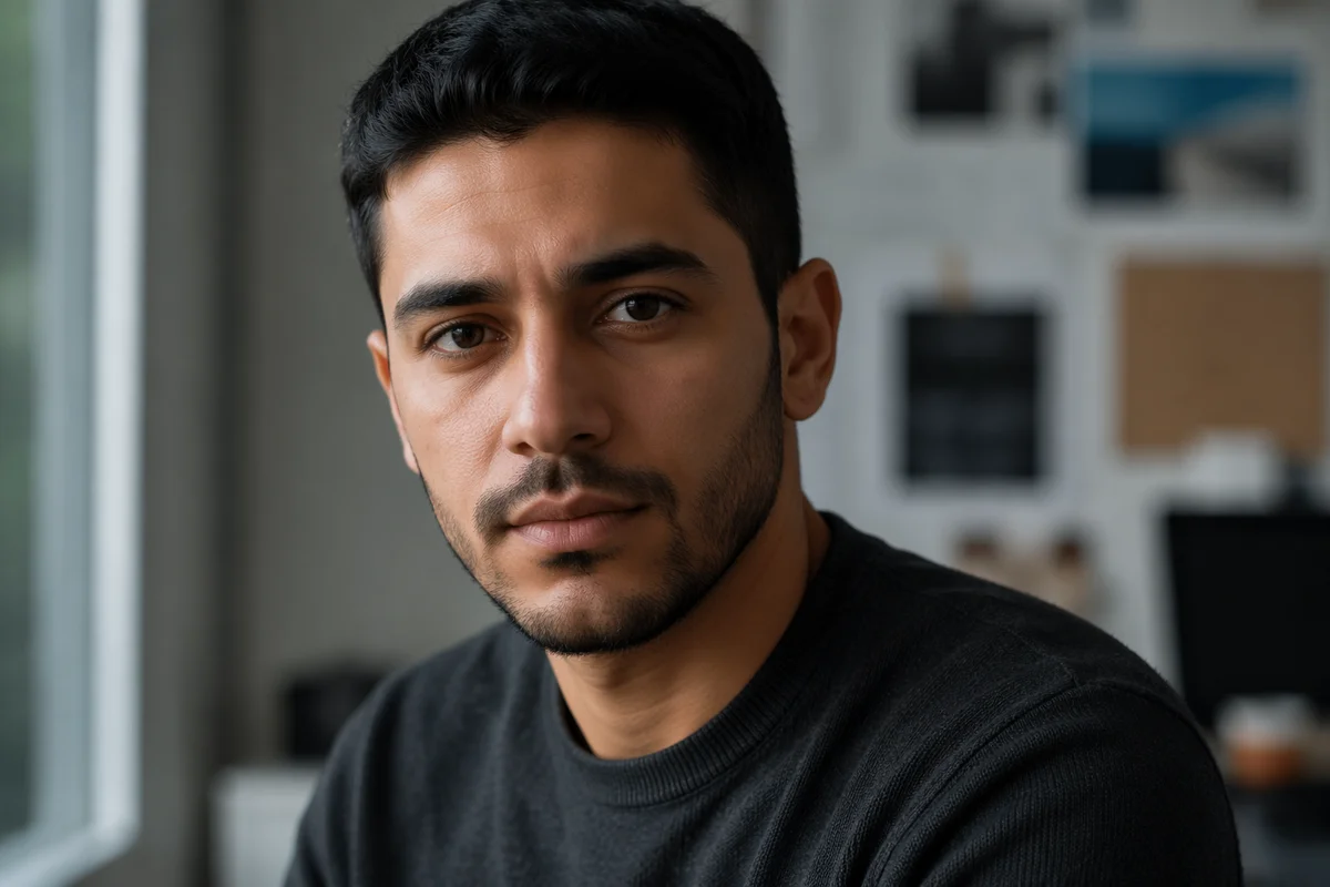 Focused Young Man Close-Up Portrait