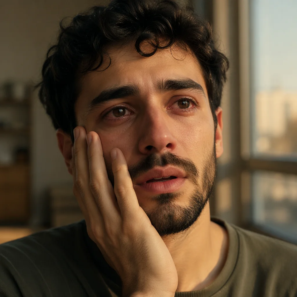 Emotional Close-Up Portrait of Young Man