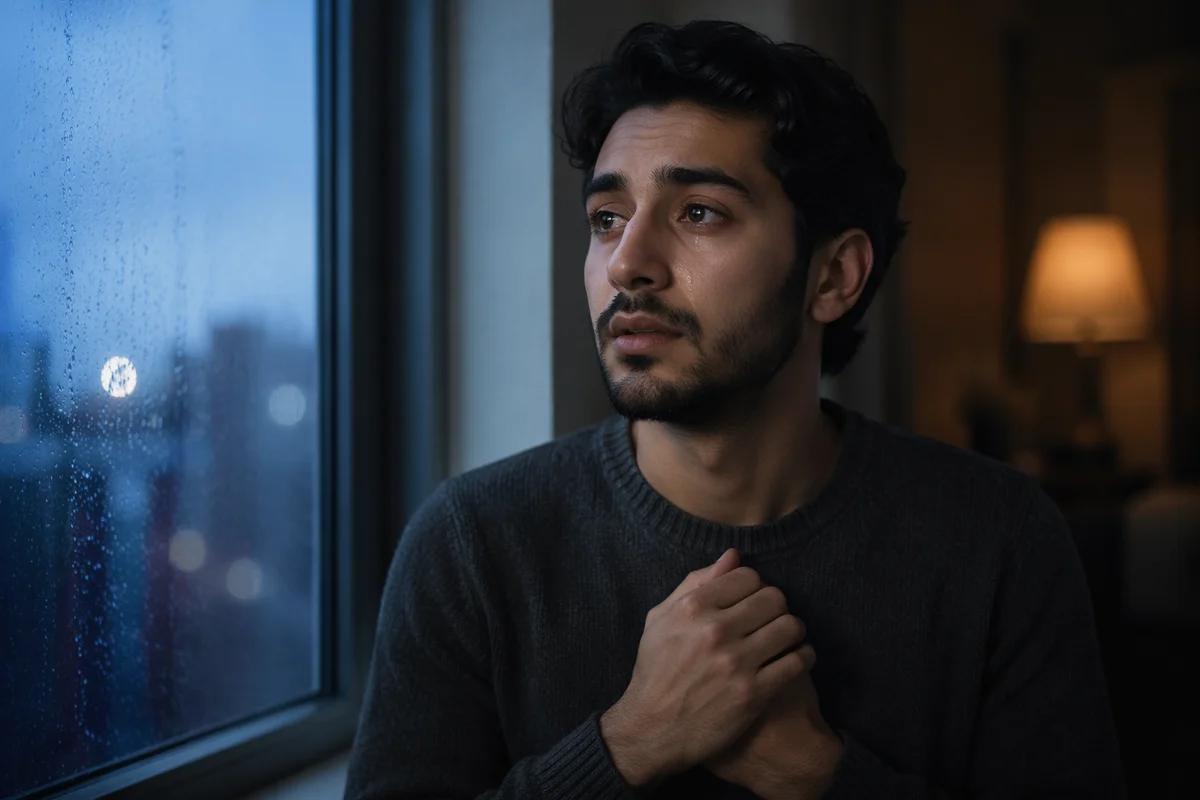 Emotional Portrait by Rainy Window