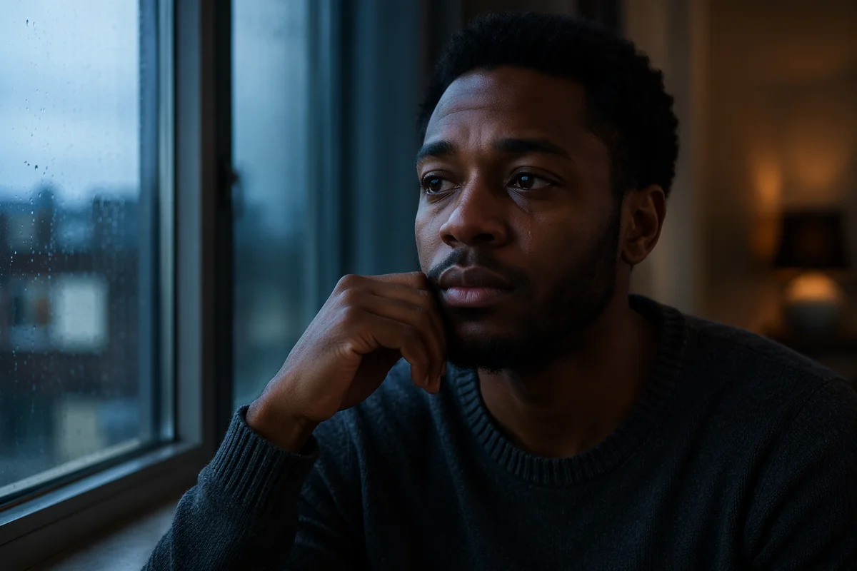 Emotional Portrait by Rainy Window