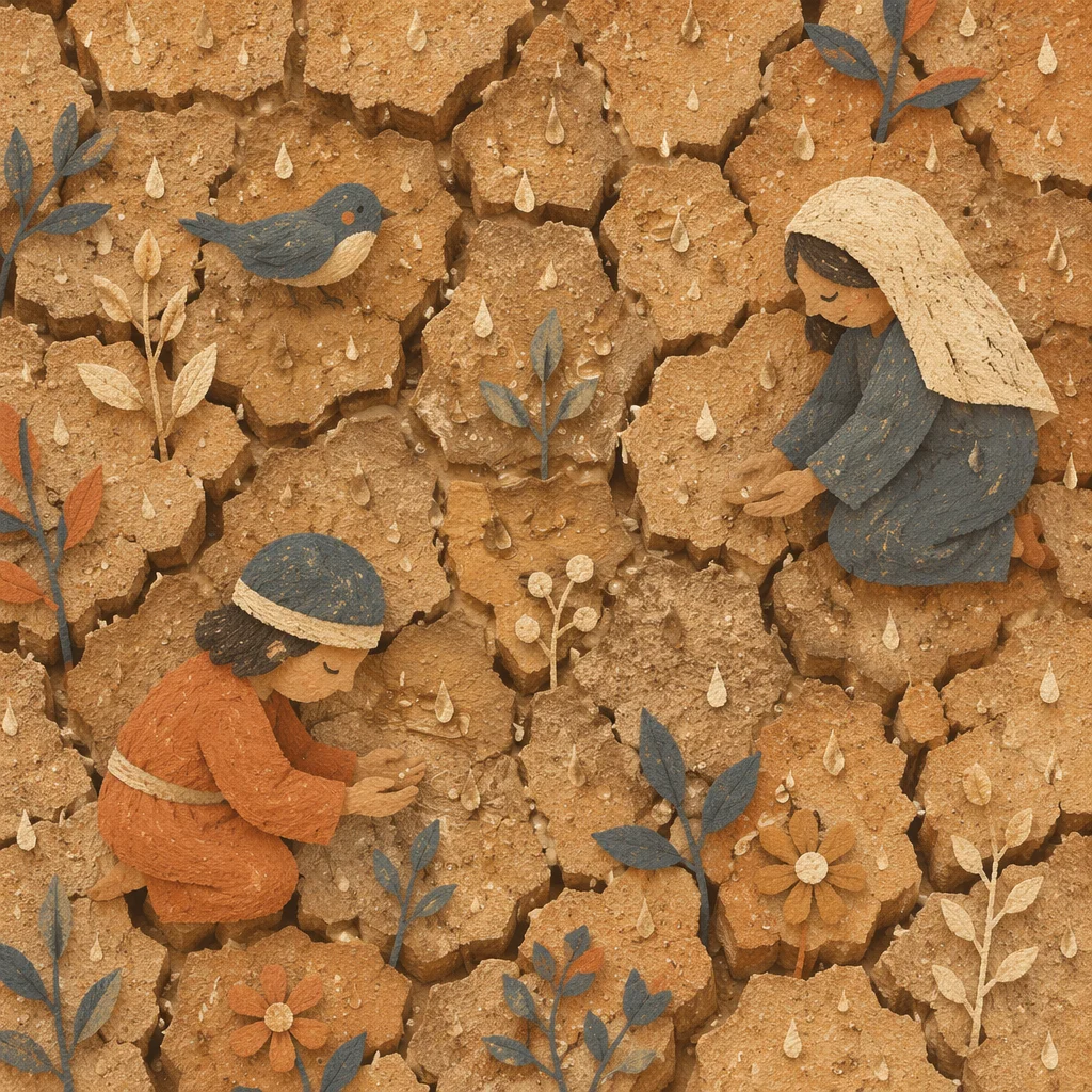 Gentle Rain of Mercy on Cracked Earth