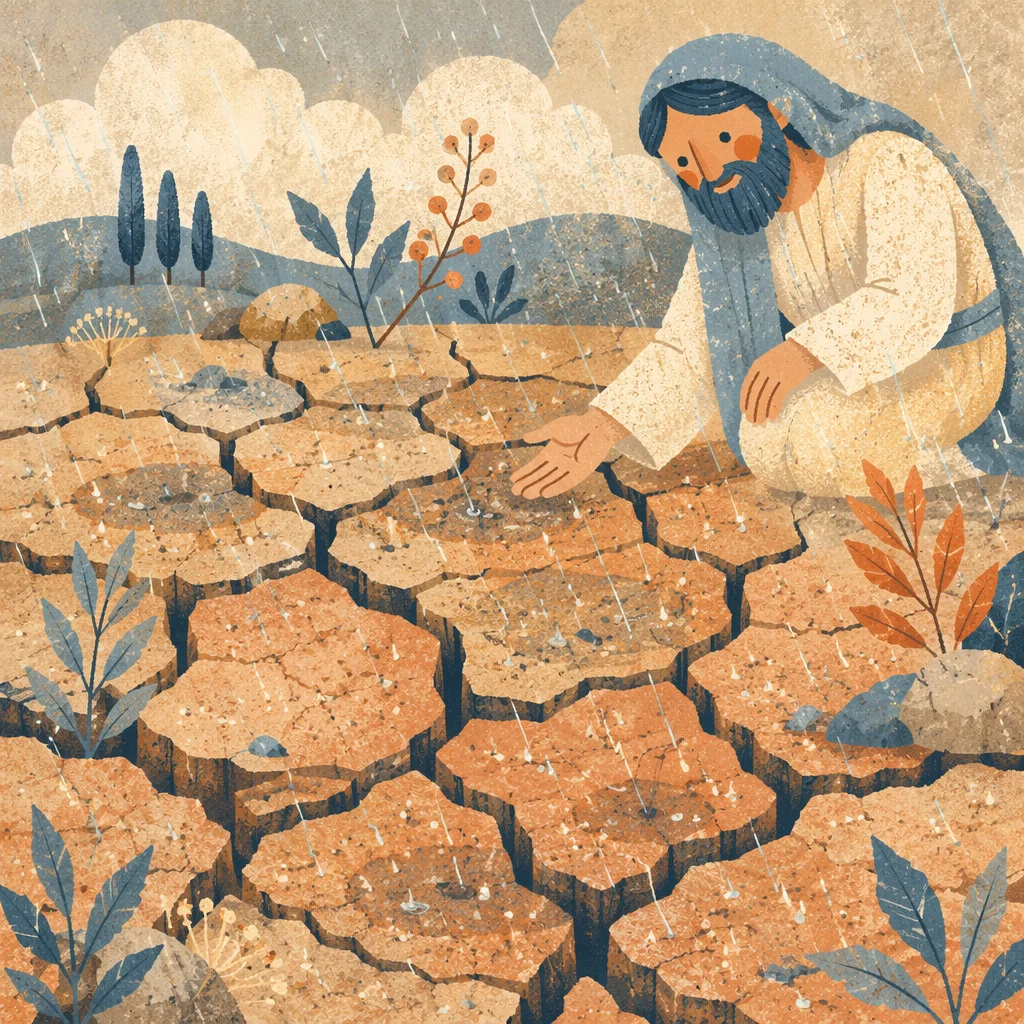 Gentle Mercy Rain on Cracked Soil