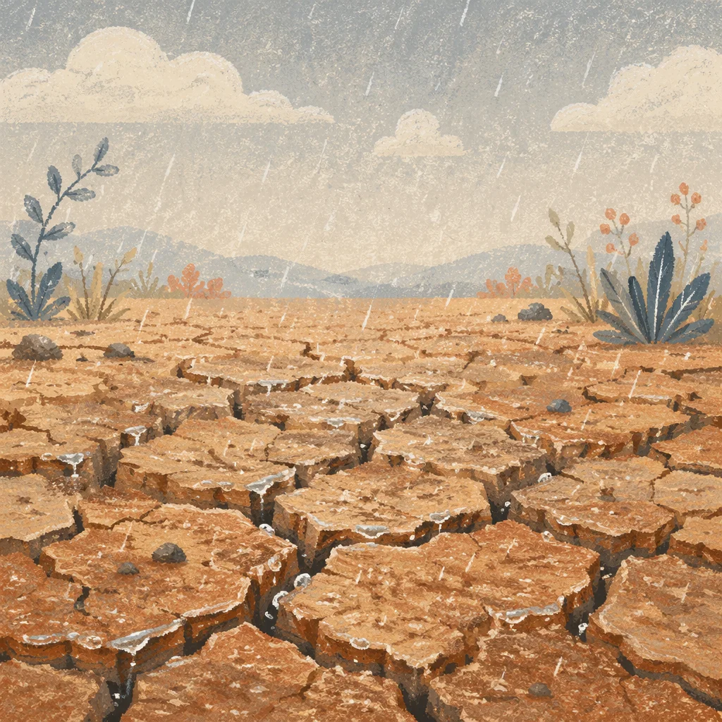 Gentle Mercy Rain on Cracked Soil