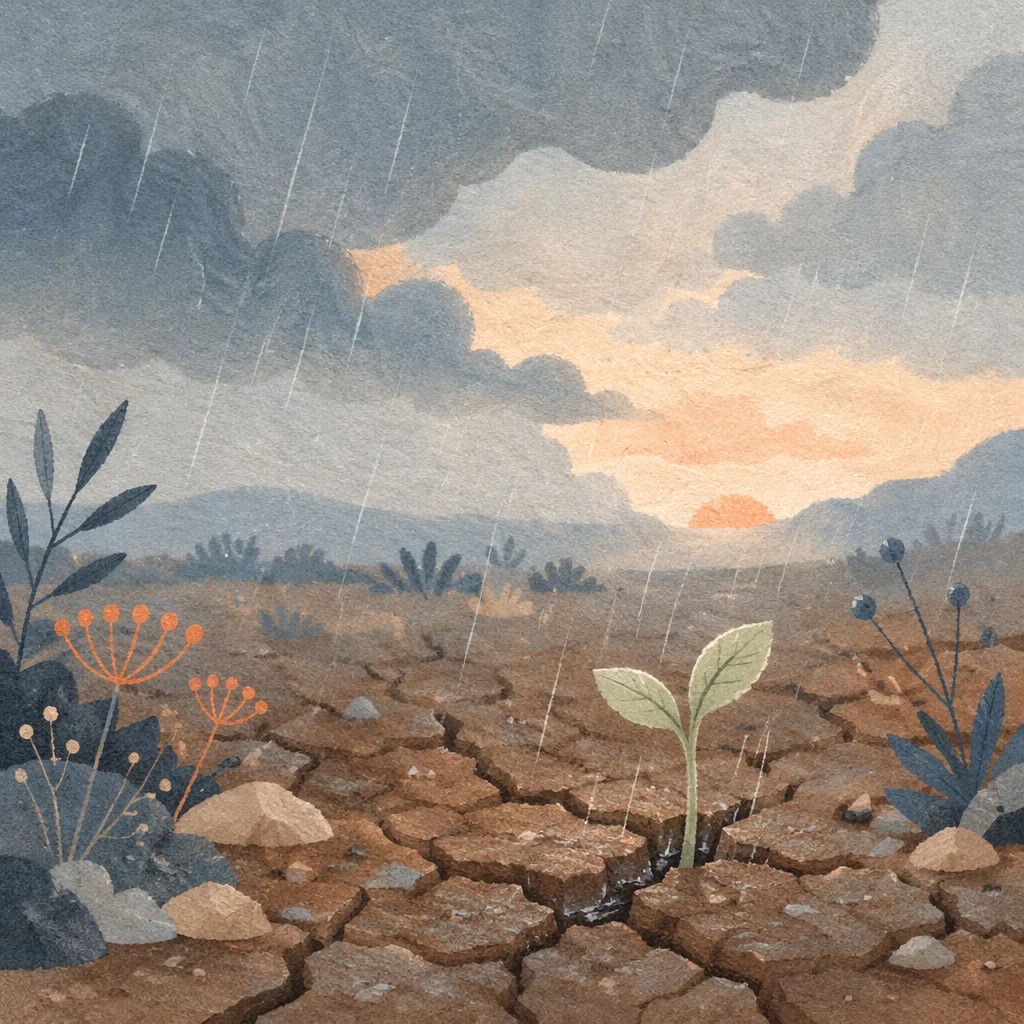 Mercy Rain Reviving Cracked Soil