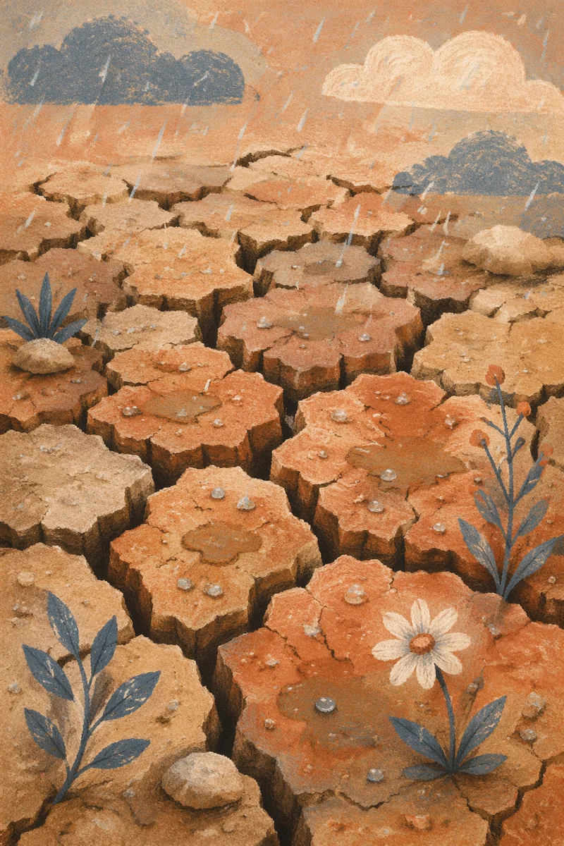 Gentle Mercy Rain on Cracked Soil