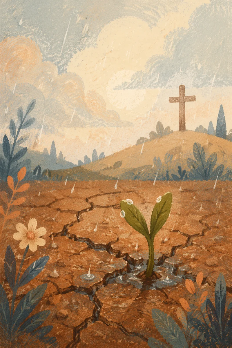 Mercy Rain Over Cracked Earth