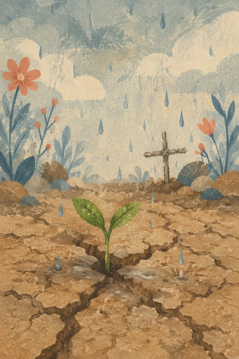 Mercy Rain Awakening a Tender Sprout